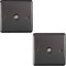 2 PACK | Single Aerial RF Coaxial Socket/Female Wall Plate – BLACK NICKEL & Black Trim – 1 Gang TV Outlet For Digital & Analogue Signals