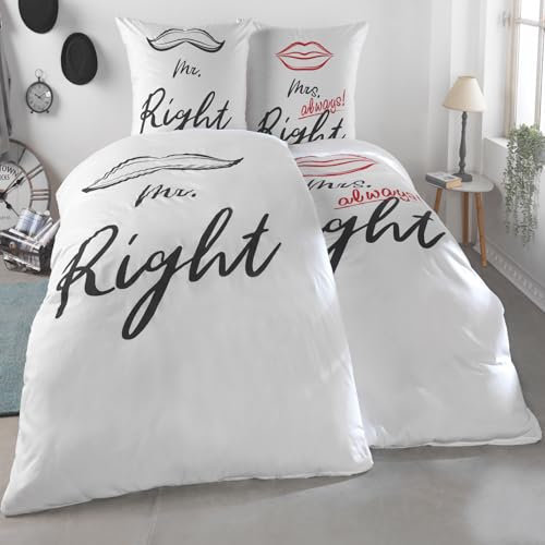 Kuscheli® 4-teilig Partner Bettwäsche 135x200 mit 80x80 Kissenbezug | ÖkoTex Zertifiziert | seidig weich, Mikrofaser Bettwäsche für Paare, Farbe:D02, Größe:135x200 + 80x80