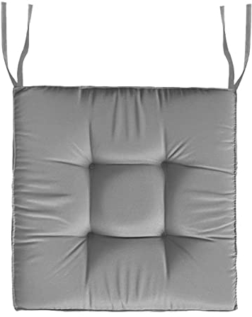 Stuhlkissen 45x45 mit BäNdern Landhaus, Sitzpolster Outdoor Wasserfest, Ultra Dick Sitzkissen Esszimmerstuhl, Anti-Verformung Sitzauflagen GartenmöBel, Dicke SitzerhöHung Sitz Auflage, 2er Set Grau