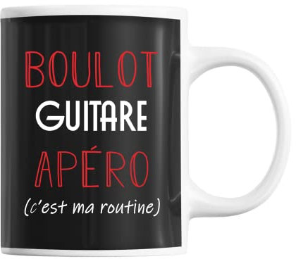 Planetee Mug Guitare C'est ma Routine | Tasse Humour