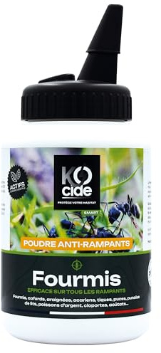 KOCIDE - Poudre anti-fourmis - usage intérieur et extérieur - 200 g | Formule d'origine naturelle pour traiter les zones infestées - application facile sur les lieux de passage des fourmis