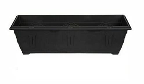 Optimal Products Plastic Window Planter Plant Pot Outdoor Garden Herb Flower Growbag Tray Broad Base Box Water Barrel (60 cm Black)