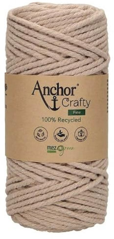 Anchor Crafty Filo in macramè fine 00106 Pearl 250 g circa 65 m misto cotone poliestere tinto vegetale intrecciato morbido cordoncino a 3 strati.