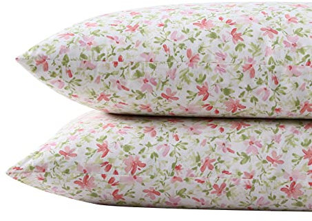 Laura Ashley - Standard-Kissenbezug-Set, atmungsaktive Perkal-Baumwolle, frische und Coole Wohnkultur (Norella Pink, 2-teilig)