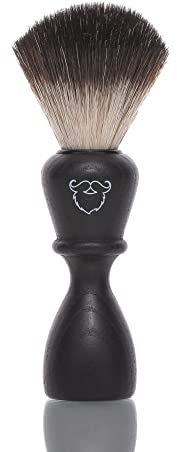 blackbeards Rasierpinsel mit Griff aus Räucheresche ● 21mm Knoten mit synthetischem Haar, Alternative zum Dachshaar ● Grifflänge 90mm & Gewicht 50g ● Rasierschaum aus Rasierseife & Rasiercreme