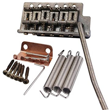 Guyker Tremolo Bridge Selle vintage en acier compatible avec guitare électrique Start ST (GK-1004, nickel old)