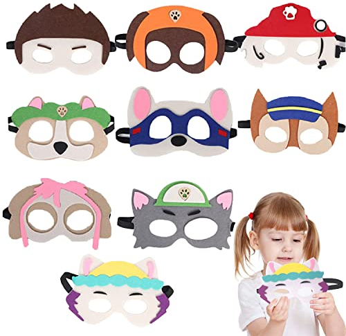 Superhero Masks Party Favors for Kid Birthday Party Decoration,9 Packs Dog Patrol Masks,Cosplay Costumes Dress Up Party Favors Supplies for Children Theme Mask For PAW Dog Patrols
