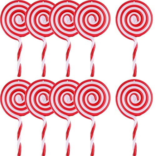 10 Stück Weihnachtsbaum Zuckerstangen Anhänger,Lollipop Christbaumschmuck Rot Weiß Weihnachten Ornament Süßigkeiten (13CM)