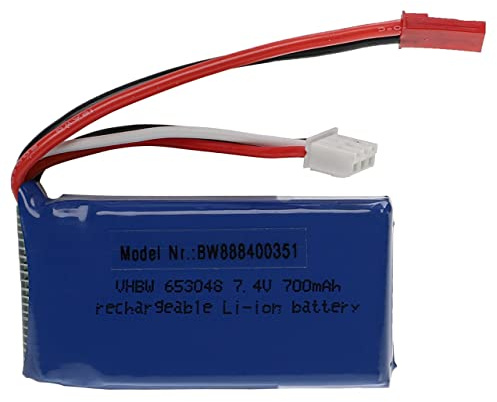 vhbw Akku kompatibel mit BEC Stecker für Modellbau z.B. Racing Car | Helikopter, Flugzeug (700mAh, 7,4V, Li-Polymer, 55 x 31 x 13 mm)