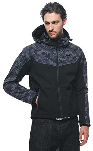 Dainese - Ignite Tex Jacket, Motorbike Jacket for Men, Water Repellent and Breathable Fabric Fleece, Men Motorcycle Jacket Rainproof, Shoulder & Elbow Protectors, Black/Grey Camo
