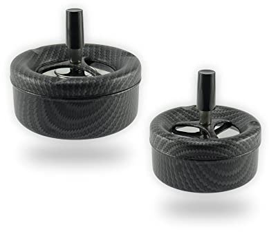 Budawi® Schleuderaschenbecher Aschenbecher Ascher Spin Ashtray Drehascher Drehaschenbecher Carbon schwarz klein