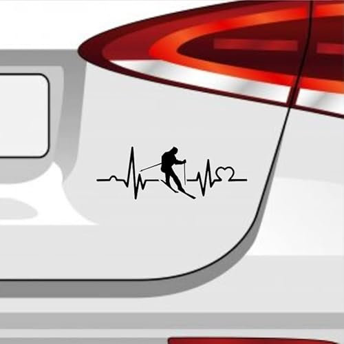 Herzschlag Skifarer Aufkleber Sticker Alpen Berge Piste Schnee Abfahrt Farbe: Rot 20x7cm