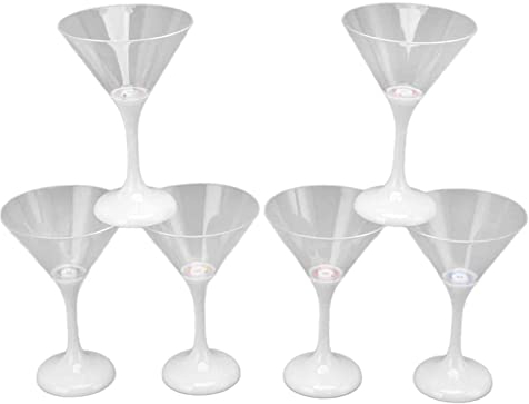 Haofy LED Light Up Flashing Martini Glass, 6Pcs Plastic Martini Glasses 210ml LED Cocktail Glasses with Stem Party Prop Glow Cup