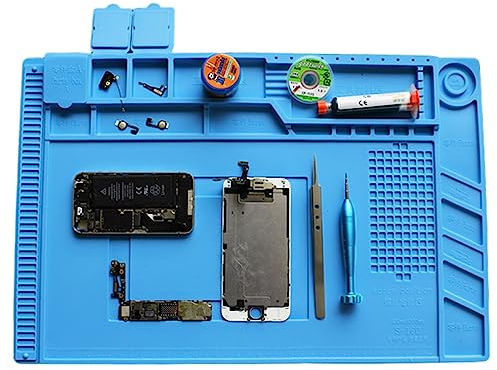 Orssmigs Lötmatte Silikon 45x30cm Standard Magnetmatte Antistatikmatte Soldering Mat Lötmatte Hitzebeständige Reparaturmatte 500℃ Arbeits-Reparaturmatte für Elektronik, Smartphone, Uhren
