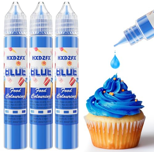 Blue Food Colouring - 30ml×3 Bottles Concentrated Food Colouring Liquid for Baking, Cake Decorating, Candy, Macaron, Icing and Cooking (Blue, 3 Bottles x 30ml)