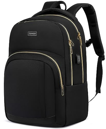 YIORMIOR Rucksack Damen, Schulrucksack Mädchen Teenager Schule Daypacks für 15.6 Zoll Laptop Rucksack mit USB Ladeanschluss 35L