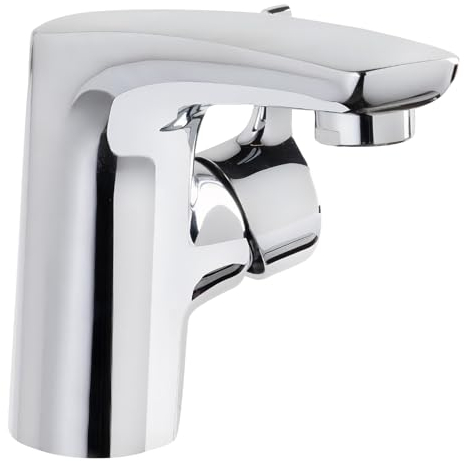 'aquaSu® Waschbeckenarmatur Modu, Wasserhahn Badezimmer, Hebel seitlich, mit Excentergarnitur, Keramikkartusche, Standard-Montage, Messingkern, verchromt, 797481