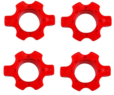 KICHOUSE Écrous De Blocage D'haltères à Vis PE Rouge, Lot De 4, Fixation Sécurisée pour Barre D'haltère, Accessoires Fitness Musculation pour Entraînement à Domicile