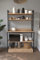 Buyqualia Estantería para Cocina de Estilo Industrial con Varios Niveles con estantes en melamina Color safir y Estructura de Acero en Negro (Alto 161 / Ancho 101 / Fondo 18-34) cm