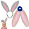 Hifot 2PCS Graue Hasenohren Haarreif + Braune Hasenohren Haargummi, Flauschige Hasenohren Halloween Haarreif Karneval Ostern Haar Accessoires, Hasen Kostüm-Zubehör für Kinder und Erwachsene Cosplay