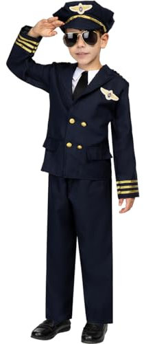 Funidelia | Disfraz de piloto de aviones para niño Avión, Original y Divertido, Profesiones - Disfraz para niños y divertidos accesorios para Fiestas, Carnaval y Halloween - Talla 7-9 años
