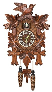 lmoikesz Dekorative und zarte Kuckucksuhr aus Holz verleihen Ihrem Zuhause Charme. Traditionelle Schwarzwälder Chalet Uhr, leicht zu lesen, CL303