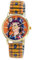 Raptor Damenarmbanduhr Frida Kahlo Edition mit Zugband (Mehrfarbig - Orange mit blauen Musterelementen)