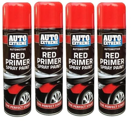 PNJB All Purpose Red Primer Spray Paint, Spray Paint, Perfect Finish, Long Lasting Adhesion, Fast Drying Solution, Interior/Exterior, All Purpose Red Primer 250 Ml (4 Pcs)