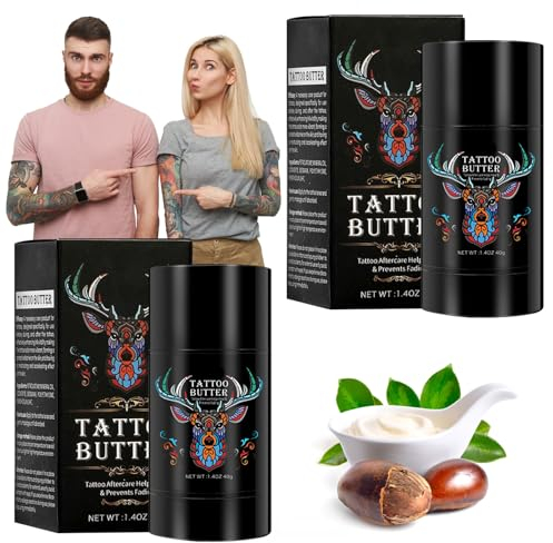 Tattoo Creme Aftercare Butterbalsam, 2 Stück Tattoo Creme Tattoo Pflegecreme Tattoo Creme Tattoo Aftercare Butterbalsam CremeTattoo für Verstärkt Tattoo Farben