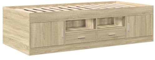 vidaXL Tagesbett mit Schubladen, Gästebett mit Stauraum Sperrholzlatten, Sofabett für Wohnzimmer Schlafzimmer, Bett, Modern, Sonoma-Eiche 75x190cm Holzwerkstoff