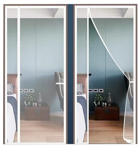 Tenda Magnetica, 100x260cm Tenda Rete Zanzariera, Adsorbimento Magnetico Pieghevole Si Chiude da Sola, per Corridoi Porte Patio Bianco