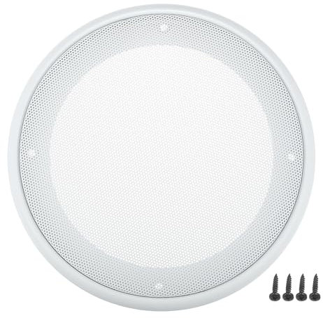 X AUTOHAUX 6.5 Speaker Grills Cover Mesh Round with Mounting Screws Iron ABS White - Pack of 1