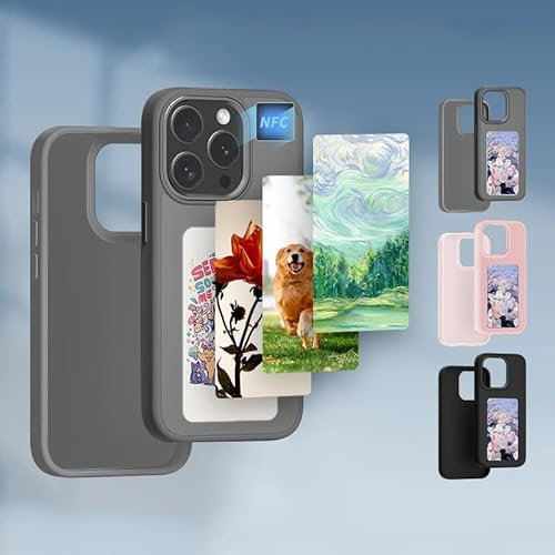 Ink Screen Coque de Protection pour Smartphone AI 4 Couleurs avec écran d'encre, Coque personnalisée pour iPhone 15 de 6,1 Pouces, Coque de Protection Personnalisable, NFC (Gris- für iPhone 15)