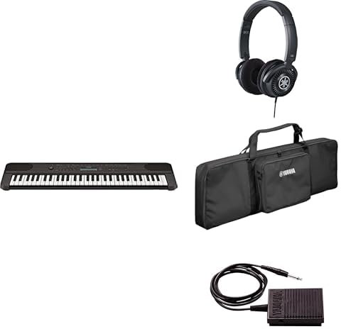 Yamaha Tastiera portatile PSR-E360 in dotazione con cuffie HPH-150, custodia per tastiera SC-KB630 e pedale sustain