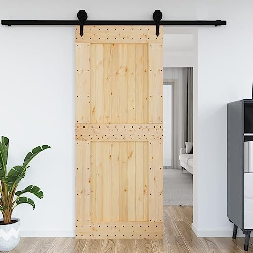 prissent Porte 95 x 210 cm en bois massif de pin porte coulissante intérieure murale porte coulissante portes intérieures idéal à utiliser dans la chambre à coucher, cuisine grange garage
