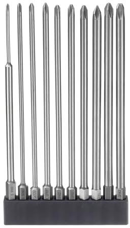 sourcing map 10pcs #0-#3 Phillips Screwdriver Bit Set PH0-PH3 1/4 Hex Shank 6 (150mm) Long Magnetic S2 Steel Industrial Grade Screw Driver Bit Cross Head Electric Drill Bits Tool Kit