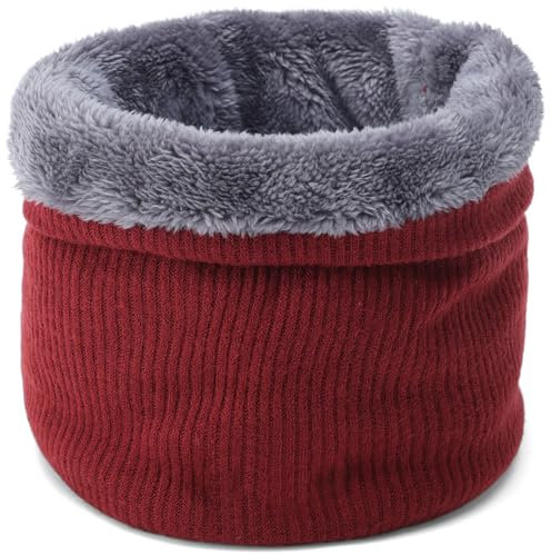 BARFULKER Winter Halsschlauch Herren Damen Warm Gefüttert Schal - Schlauchschal Halswärmer Gesichtsschal Fleece Loop Schal Winddichte Gesichtsmaske,Rot