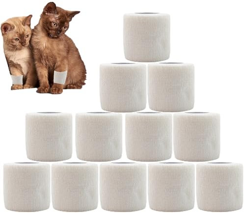 ANAMPION Venda Cohesiva 12Rollos 5cmX4.5M Venda Cinta Bendaje Adhesiva Vendaje Autoadhesivo Deportiva Tape Cohesivo Para Muñeca Dedos Lesiones Deportivas,Hinchazón