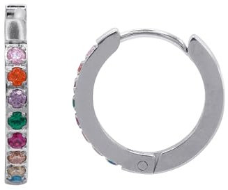 Heideman Ohrringe Hedda Damen - aus hochwertigem Edelstahl silber farbend poliert - Creolen mit bunten Zirkonia Steinen für Frauen - 16mm Durchmesser