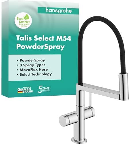 hansgrohe Talis Select M54 PowderSpray - grifo de cocina con ducha extraíble, SemiPro, 3 tipos de chorro, altura del caño 210 mm, grifo cocina fregadero con caño giratorio, cromo, 72861000