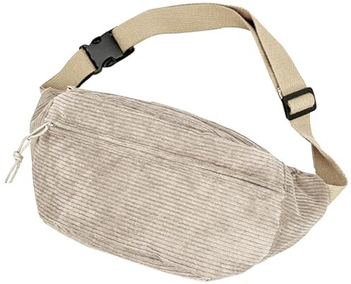 Cord Bauchtasche für Damen und Herren Gürteltasche Damen Verstellbarer Gurt Hüfttasche Stylisch Hüfttasche Klein Brusttasche Bum Bags Bauchtasche aus Cord für Outdoor Sport Reise (Khaki)
