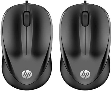 HP Wired Mouse 1000 | USB Type-A | Multi-Surface Technology | 1200 DPI Optical Sensor | 3 buttons and scroll wheel | Ambidextrous | Contoured Comfort | Black (Pack of 2)