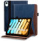 ONETHEFUL Funda for iPad Mini(A17 Pro 2024 Model 7th Generation)/Mini 6 (2021 Model 6th Generation) PU Leather Folio Tablet Cover Case with Pencil Holder & Pocket & Multiple Viewing Angles Azul
