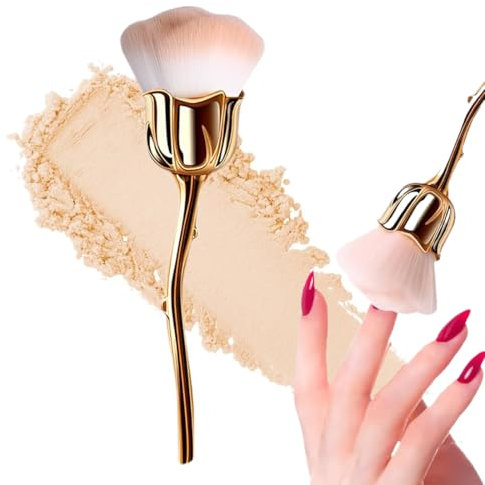OHREN Cepillo Para Manicura 1 Unidad, Removedor De Polvo Arte De Uñas, Herramientas Quitar El Polvo, Pinceles Con Pétalos De Rosa, Accesorios Para Manicura, Maquillaje y Manicurist (Rosa)