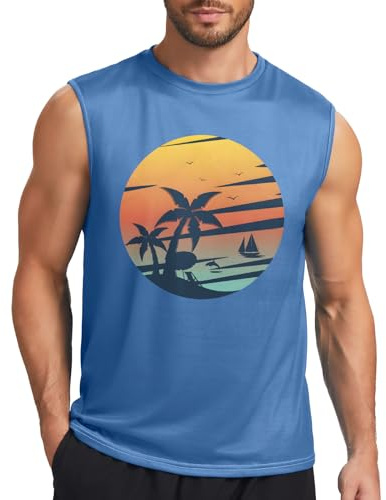 SLIMBELLE Tank Top Herren Sommer Ärmelloses Sport Muskelshirt Fitness Gym Training Unterhemd Fit Workout Palme Gedruckt Achselshirts Herren