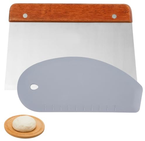 2 Pièces Coupe Pate en Acier Inoxydable, Grattoir à Pâte, Corne Patisserie Silicone, Ramasse Légumes, Grattoir Patisserie pour Pâte, Pâtisserie, Pizza, Gâteau, Biscuits