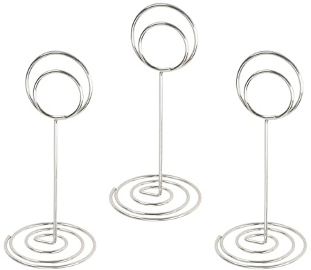 Topiky 20 Stück Tischnummernhalter, Tischnummernhalter, Tischkartenhalter aus Draht, Tischschildhalter, Namensmenü-Clips, Tischkartenhalter, Goldene Bilderhalter für Tafelaufsätze (SILVER)
