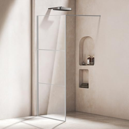 Peviasot Walk-In Duschwand 80x200 cm Silber, 3-teilig segmentierter Rahmen, 5 mm ESG Glas, rechts/links montierbar, leicht zu reinigen, geeignet für Boden/Duschtasse