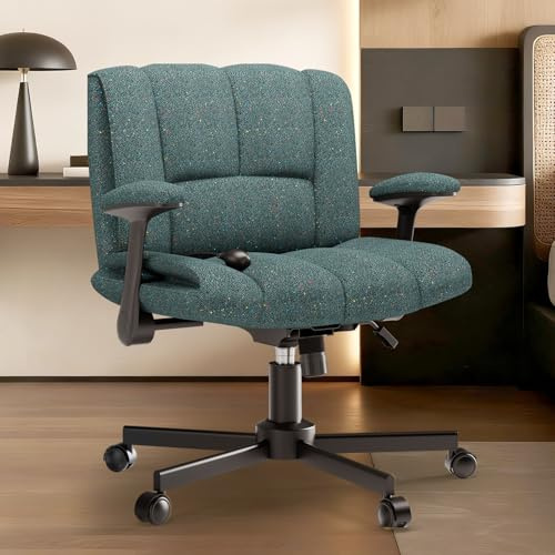 Ferghana Criss Cross Chair,Schneidersitz Stuhl mit Breitem Sitz, Preminum Stoff,Bürostuhl mit Armlehne,Höhenverstellbar Drehstuhl,Schreibtischstuhl fur Home,Office,Schminken,Schlafzimmer,Grün