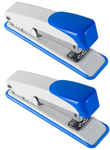 HORIALENCE 2pcs Desktop Metal Staplers Standard 24/6 Binding and Stapling Tool Abs and Stainless Steel Modern Design for Office Desk Use Random Color